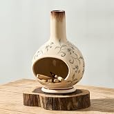 Handmade Ceramic Incense Holder,Palo Santo Holder for Burning,Sage Burner | 7.5 inches Incense Burner with Chimney,Meditation Accessories,Stick & Backflow,Hand-Painted Florals,Easily Grab Incense Ash