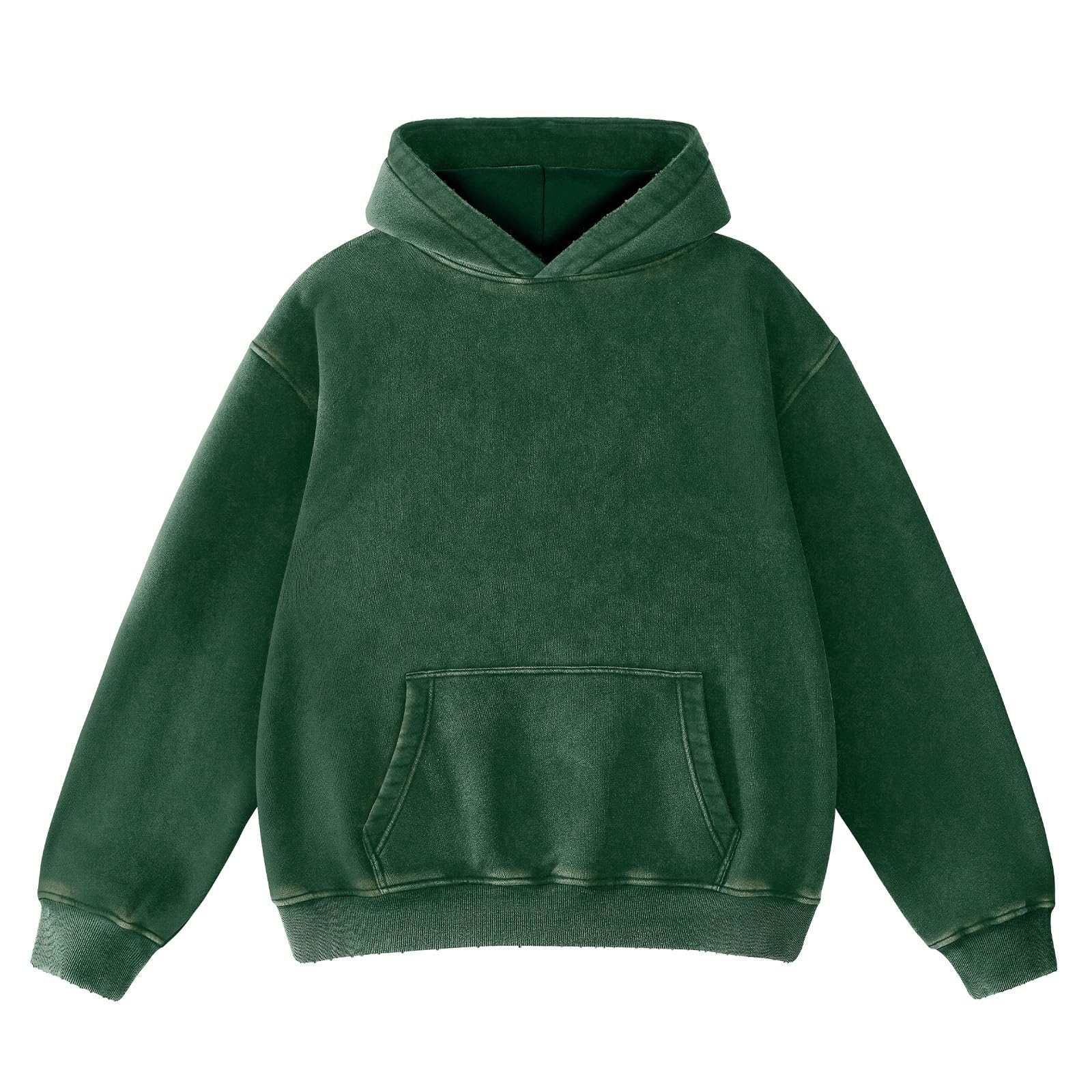 Photo 1 of ***DAMAGE -STAIN ON FRONT-SELLING AS IS*** FAIABLE Women's Oversized Acid Wash Hoodie Unisex Heavyweight Cotton Hoodies Fleece Vintage Washed Distress Sweatshirt Women Men Couples Streetwear College Casual Fall Winter Autumn 2026 Green, M/L