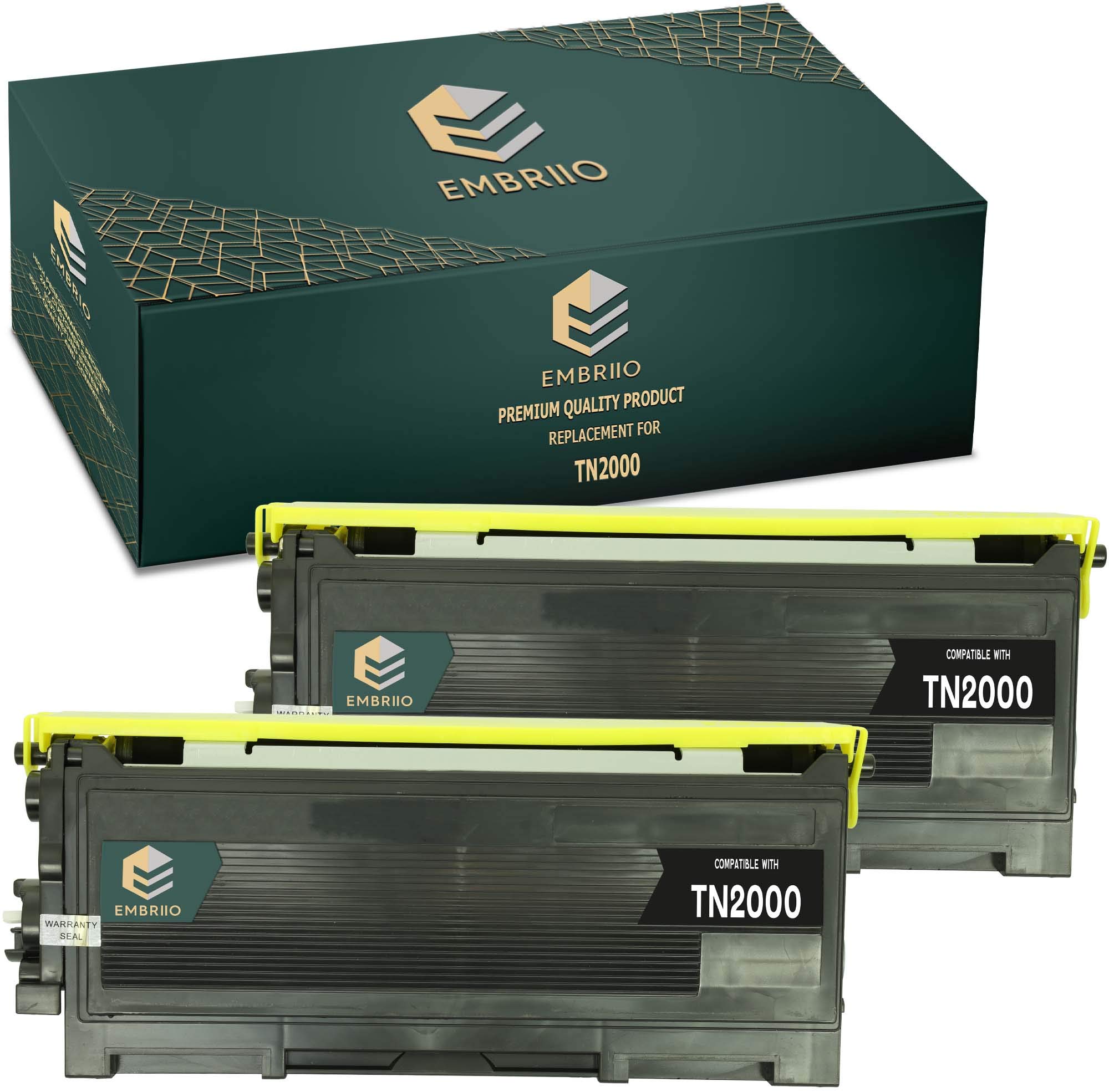 EMBRIIO TN-2000 TN2000 Set of 2 Compatible Toner Cartridges Replacement for Brother HL-2030 HL-2032 HL-2040 HL-2050 HL-2070 HL-2070N DCP-7010 DCP-7020 DCP-7025 FAX-2820 FAX-2920 MFC-7420