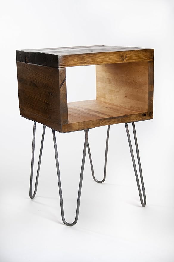 Nightstand Bespoke Table,Industrial Bedside table Hairpin Legs attached