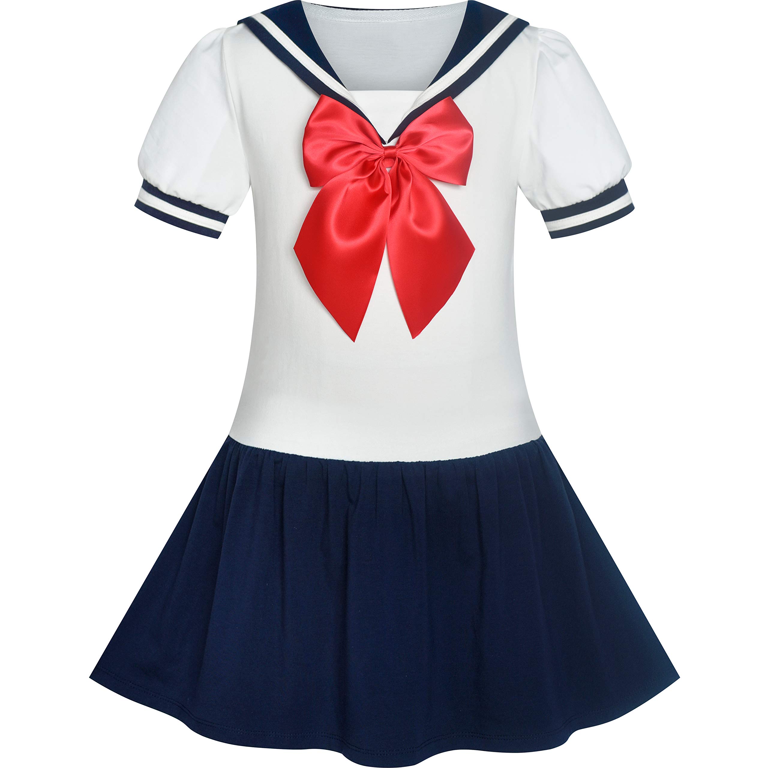 Sunny Fashion Girls Dress Sailor School Uniform Age 8 Years Dark Blue