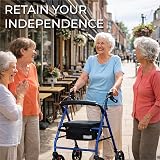 Aidapt Folding Rollator Walker with Padded Seat, 8in Wheels, Brakes view 8