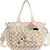 PainZieteg Strawberry Tote Bag Bow Bag With Multi Pocket Women Girls Crossbody Corduroy Handbags Purse Work Travel