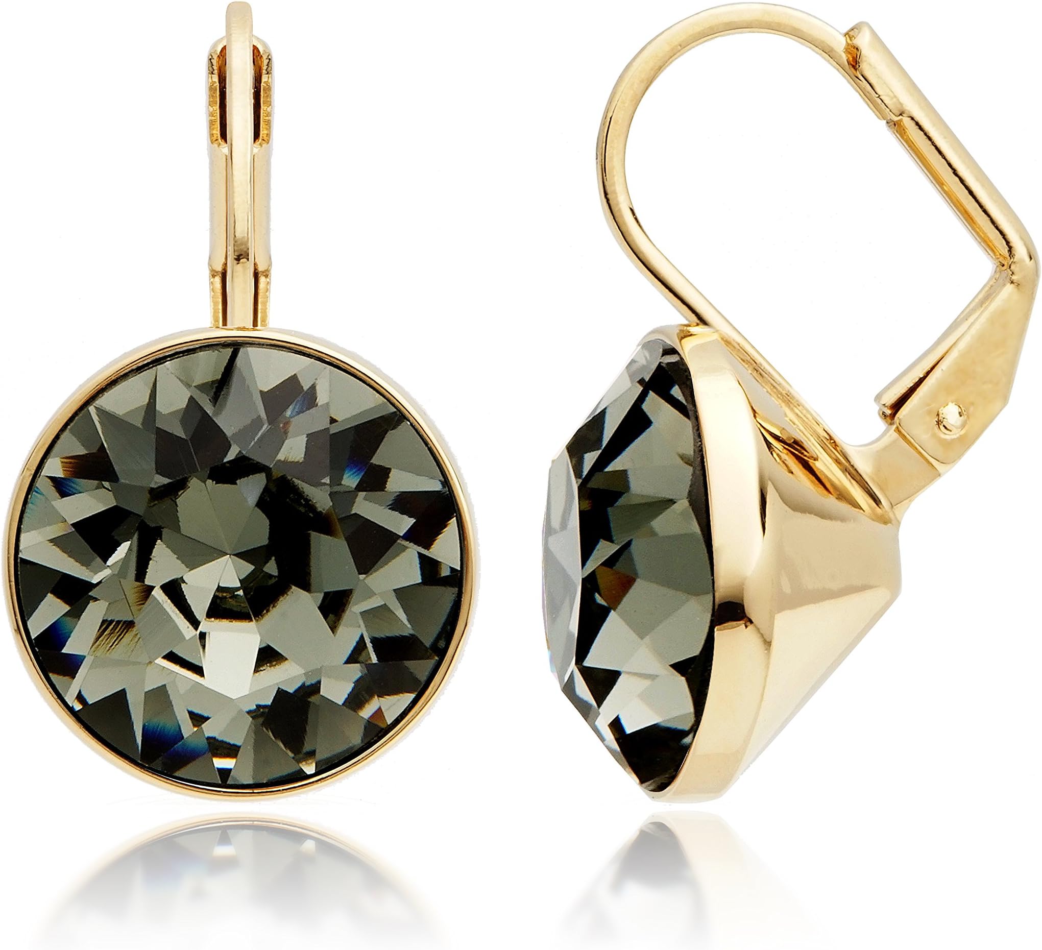 MYJS Bella Earrings with 8.5 Carat Black Diamond Swarovski Crystals Gold Plated