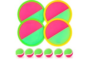 Hxezoc Toss and Catch Ball Set Catch Game Toys with 4 Paddles 6 Balls and 1 Storage Bag, Ball Sports Toys for Kids and Adults Family School Outdoor Games, Beach Playground Yard Games Supplies