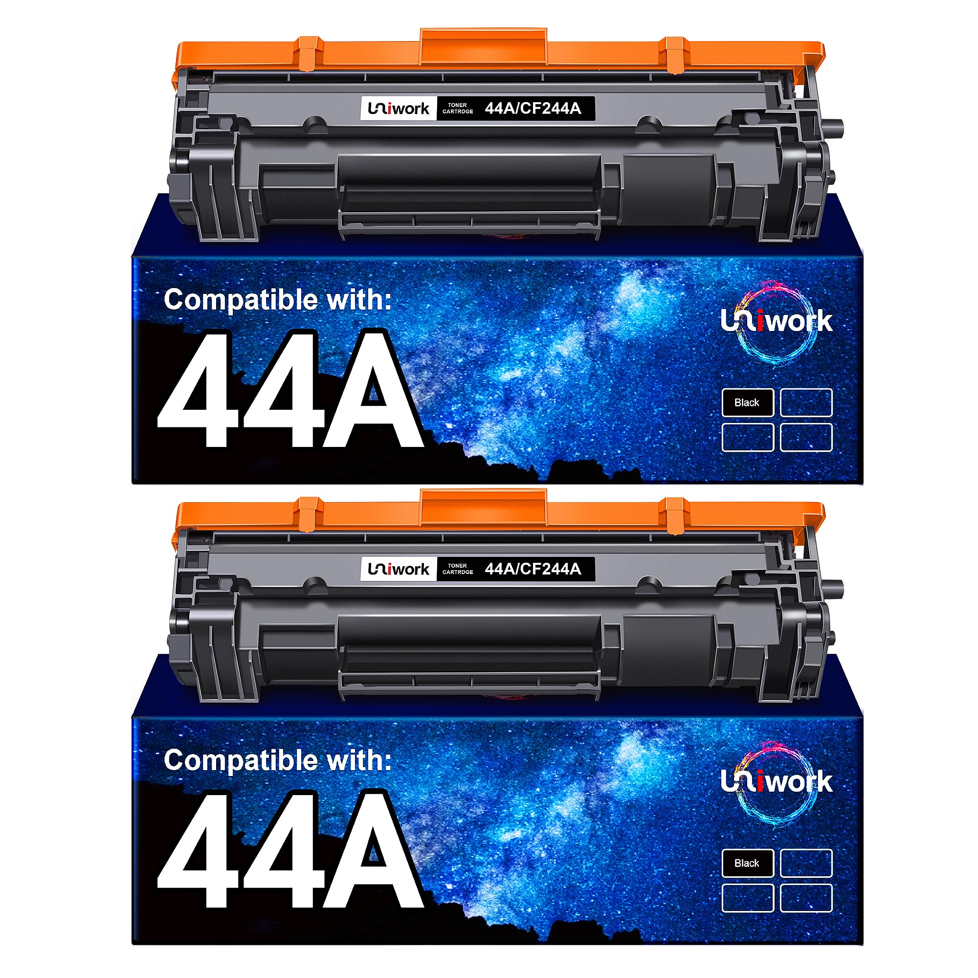 Uniwork Toner Cartridge Replacement for HP CF244A 44A Compatible with Laserjet Pro M15w M15a MFP M28w M28a (Black, 2-Pack)