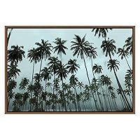 SIGNWIN Framed Canvas Wall Art Aerial View of Tropical Palm Trees in a Blue Sky Coastal Ocean Photography Modern Art Panoramic Relax/Calm for Living Room, Bedroom, Office - 16