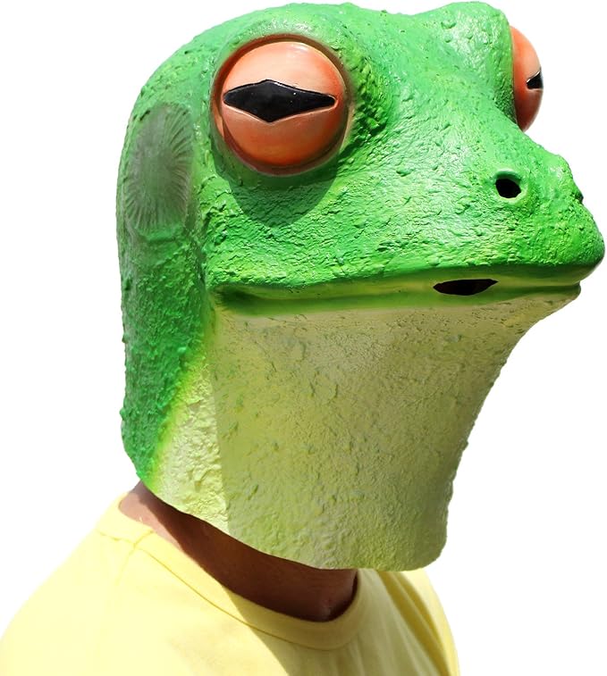 PartyHop Frog Mask Halloween Costume Latex Animal Full Head Latex Adult