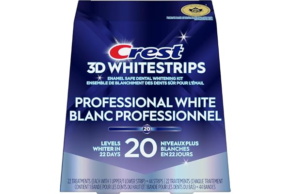 Crest 3D Whitestrips Professional White At-Home Teeth Whitening Kit, 22 Treatments, 20 Levels Whiter
