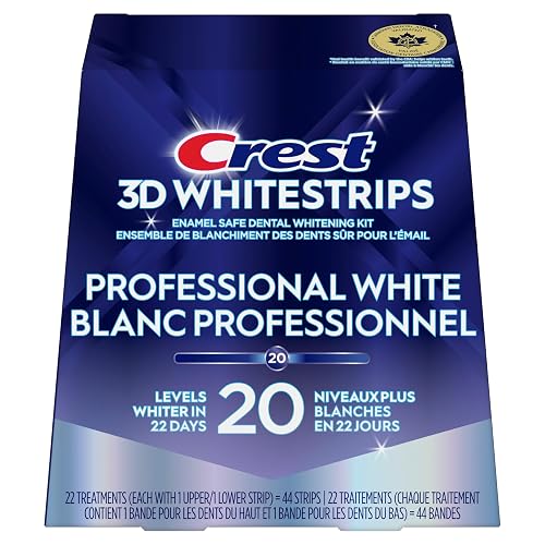 Crest 3D Whitestrips Professional White At-Home Teeth Whitening Kit, 22 Treatments, 20 Levels Whiter
