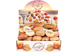 ROCKIMPACT 50PCS Peace Stone Engraved Inspirational Prayer Stones Zen Chakra Gratitude Rocks Palm Love Stone Pocket Motivation Encouragement Rocks Peace Rock, 2"-3" Each