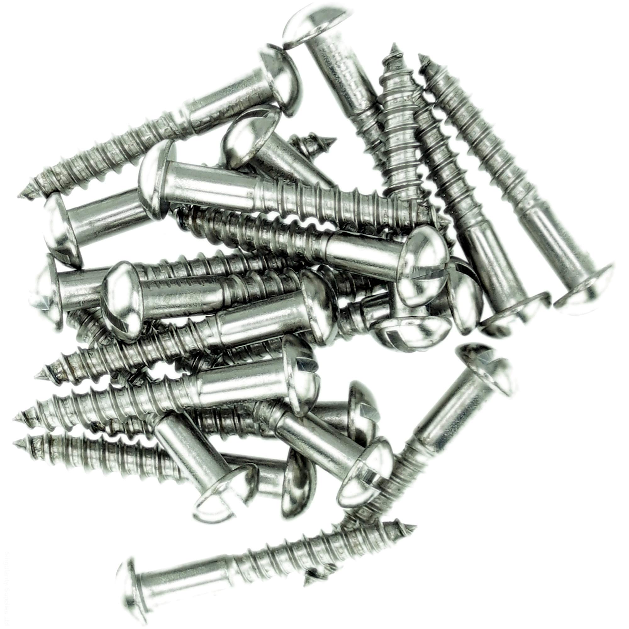 No.6 x 1.18 (3.5mm x 30mm) Slot Pan Wood Screw - Stainless Steel (A2) (Pack of 20)