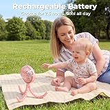 Amacool Pram Fan Battery Operated Stroller Fan 3 Speeds Pink view 4
