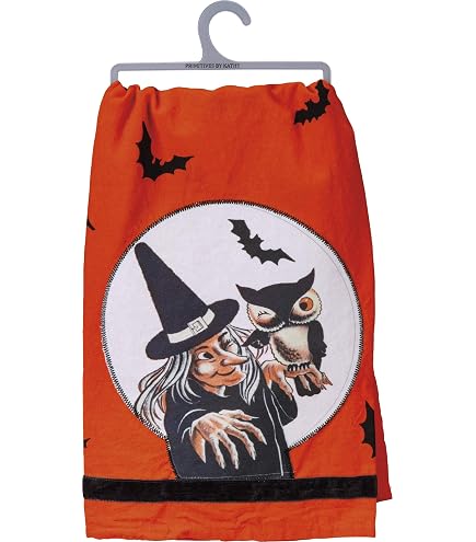 Primitives By Kathy Asciugamano Da Cucina Happy Halloween In Cotone Con Ricamo E Nappe