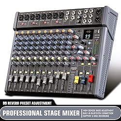 JXSOU Audio Mixer, 16-Channel DJ Mixer Bluetooth