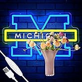 University Basketball Team Neon Sign, Light Up Dimmable College Michigan Basketball Team Logo Led Neon Sign Light Hanging for Wall Decor, Bedroom, Dormitory, Man Cave, Students Birthday Christmas Gift