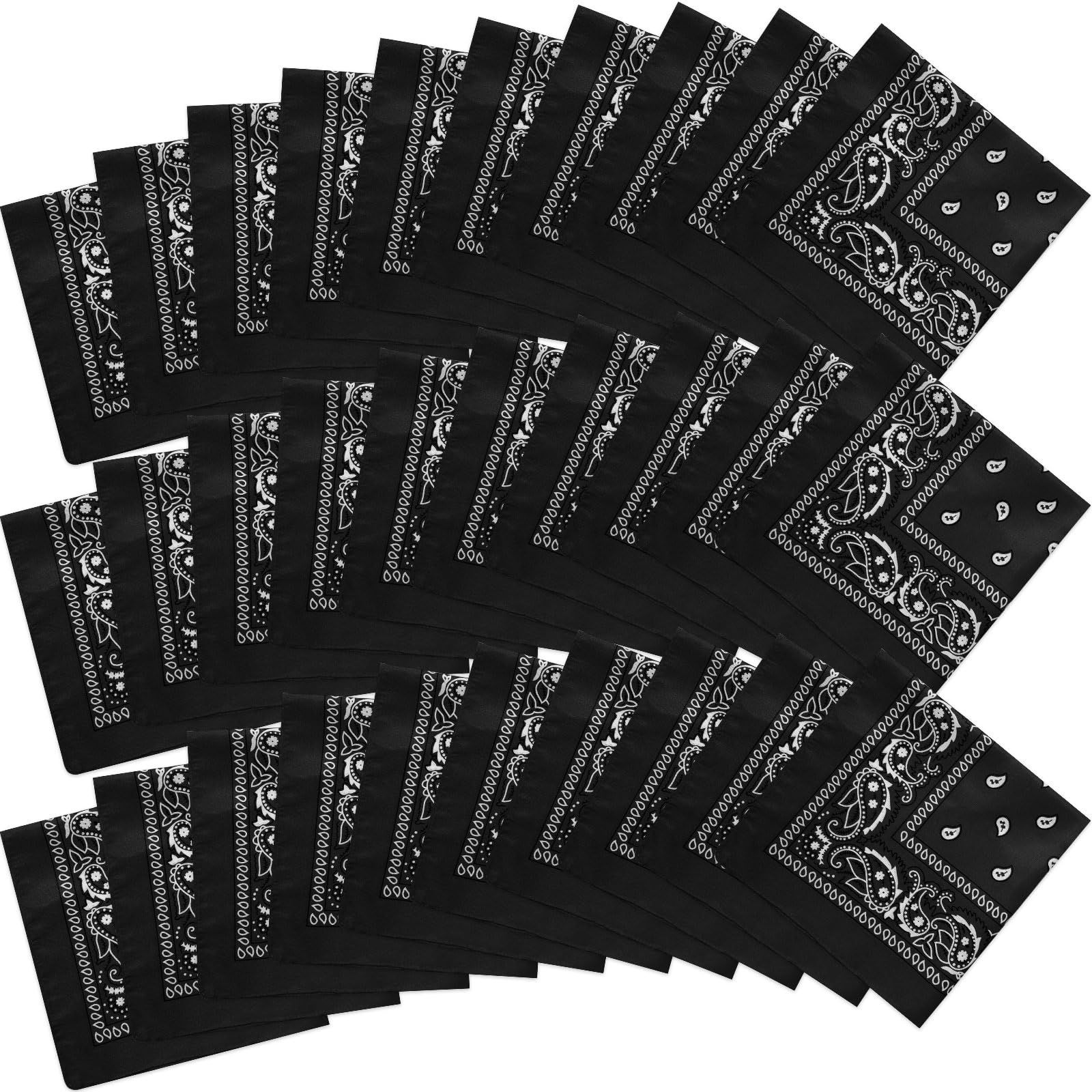 Photo 1 of 30 Pcs Paisley Bandanas - Unisex Head Wrap Scarf Cowboy Bandanas Headband Handkerchief for Women Men (Black)