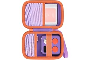 Baval Storage Case Compatible with Yoto Mini (2024 Edition) Kids Screen-Free Bluetooth Audio Player,Transparent Card Bag can hold up to 36 cards(Purple Case,Orange Zipper)