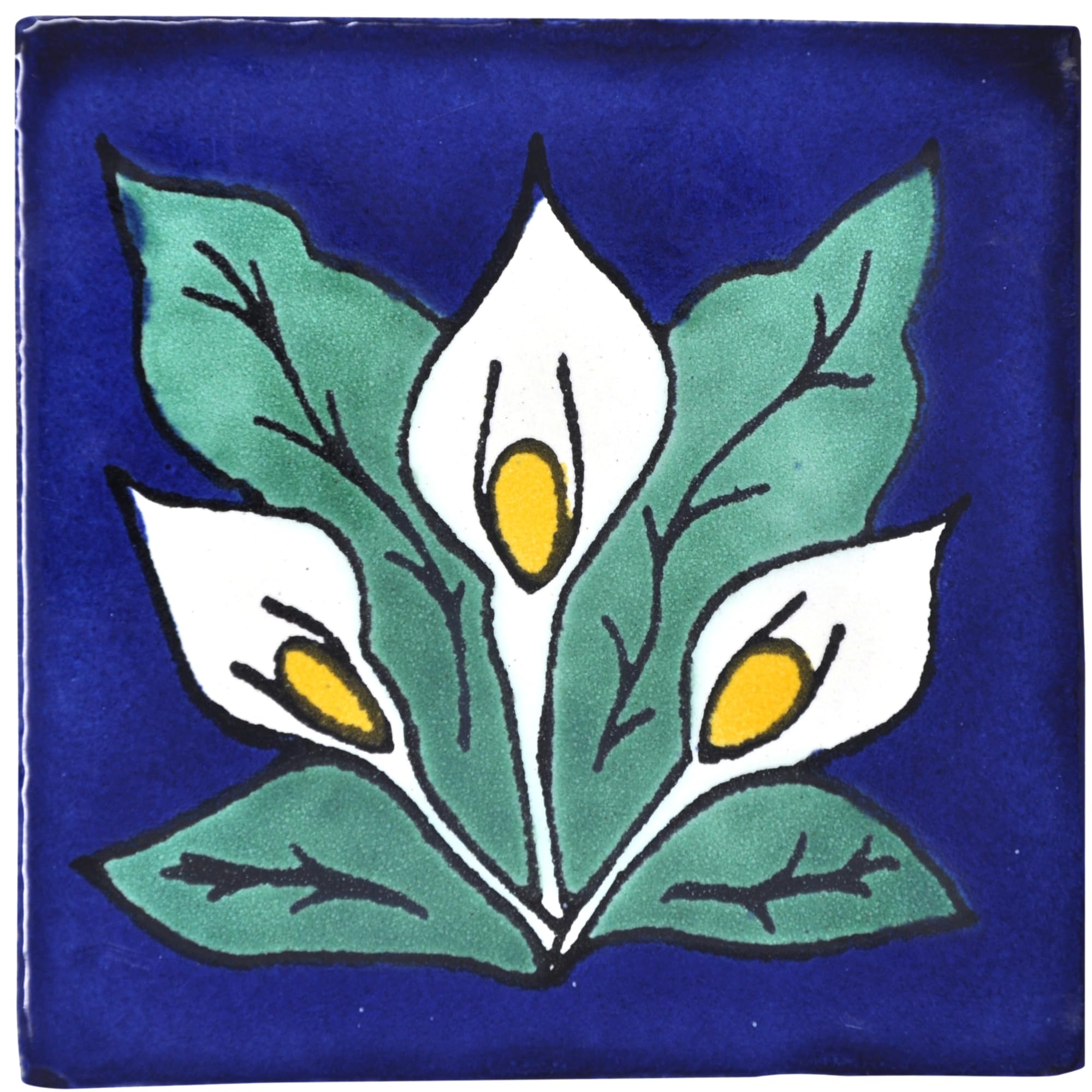 Tumia LAC Handmade Mexican Talavera Tile - Authentic Style Urbano Ceramic Tiles for Crafts, Backsplashes and Home Improvement - 10 Pack