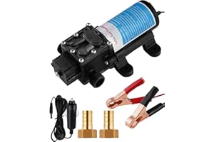 FAITIO Gasoline Transfer Pump 12V, Electric Fuel Pump for Gas, Diesel, Kerosene, 3.4 GPM High Flow Gas Safe Transfer Pumps for 5 Gal Can, Self-priming Diaphragm Pumps for Trucks, Tractors, Boats
