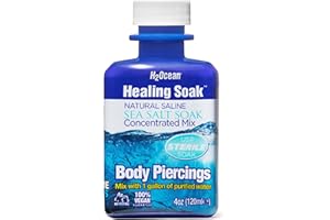 H2Ocean Healing Soak Piercing & Wound Sea Salt Bath - Sea Salt Saline Solution for Piercing & Wound Care - Soothing Aftercare for Body Piercings - 4 oz