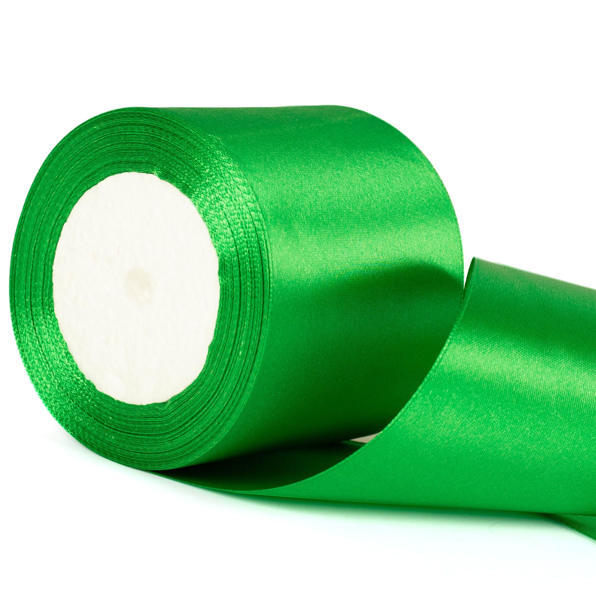 75mm Wide Green Thick Ribbon for Gift Wrapping 22m, Thick Green Christmas Ribbons Fabric Satin Ribbon for Present Wrapping Christmas Florist Bouquet Cake Hair Bow Crafting Wedding Car Decoration