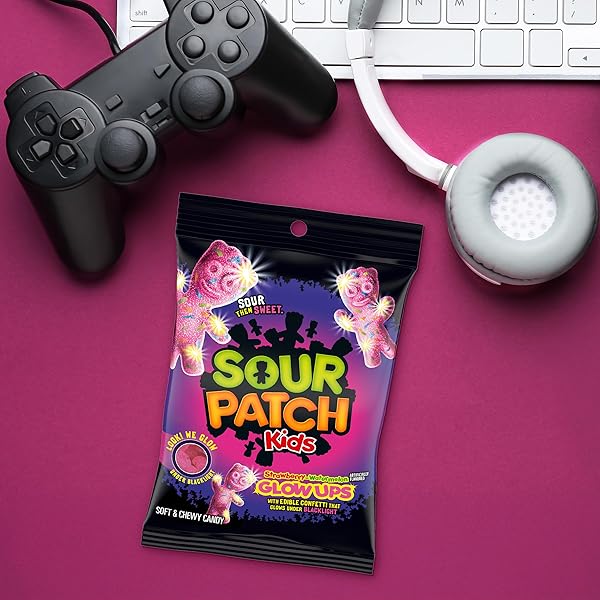 SOUR PATCH KIDS GLOW UPS STRAWBERRY-WATERMELON SOFT & CHEWY CANDY, 6.7 OZ