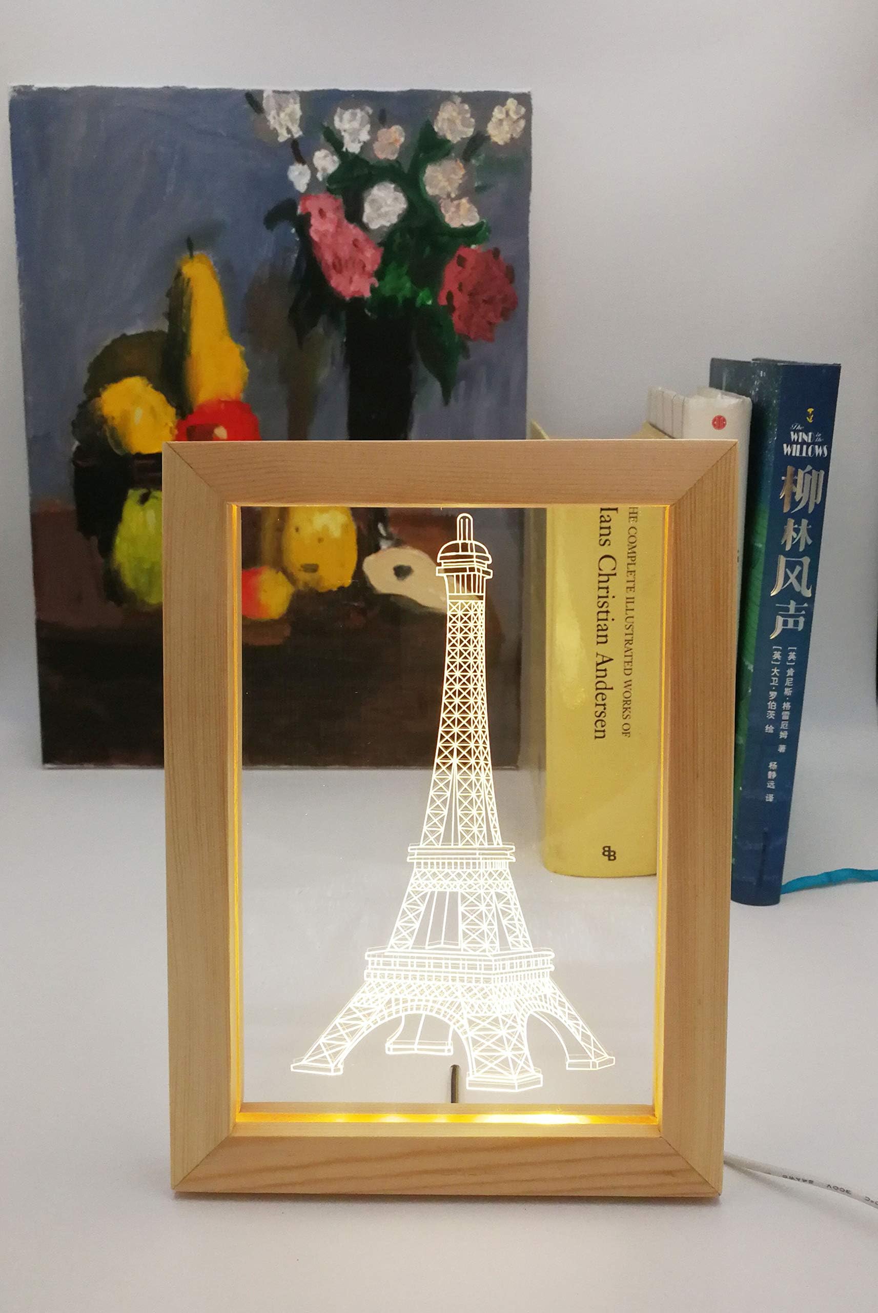 Kevmiya Eiffel Tower Lamp with LED Picture, 9X6.7 inches, Night Lamp and Decor for Sleeping Lighting, Gifts for Kids (Eiffel Tower)