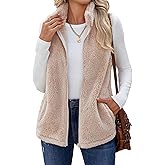 Zeagoo Vest For Women Sleeveless Sherpa Fleece Jackets Lightweight Zip Up Fall Winter Coats With Pockets
