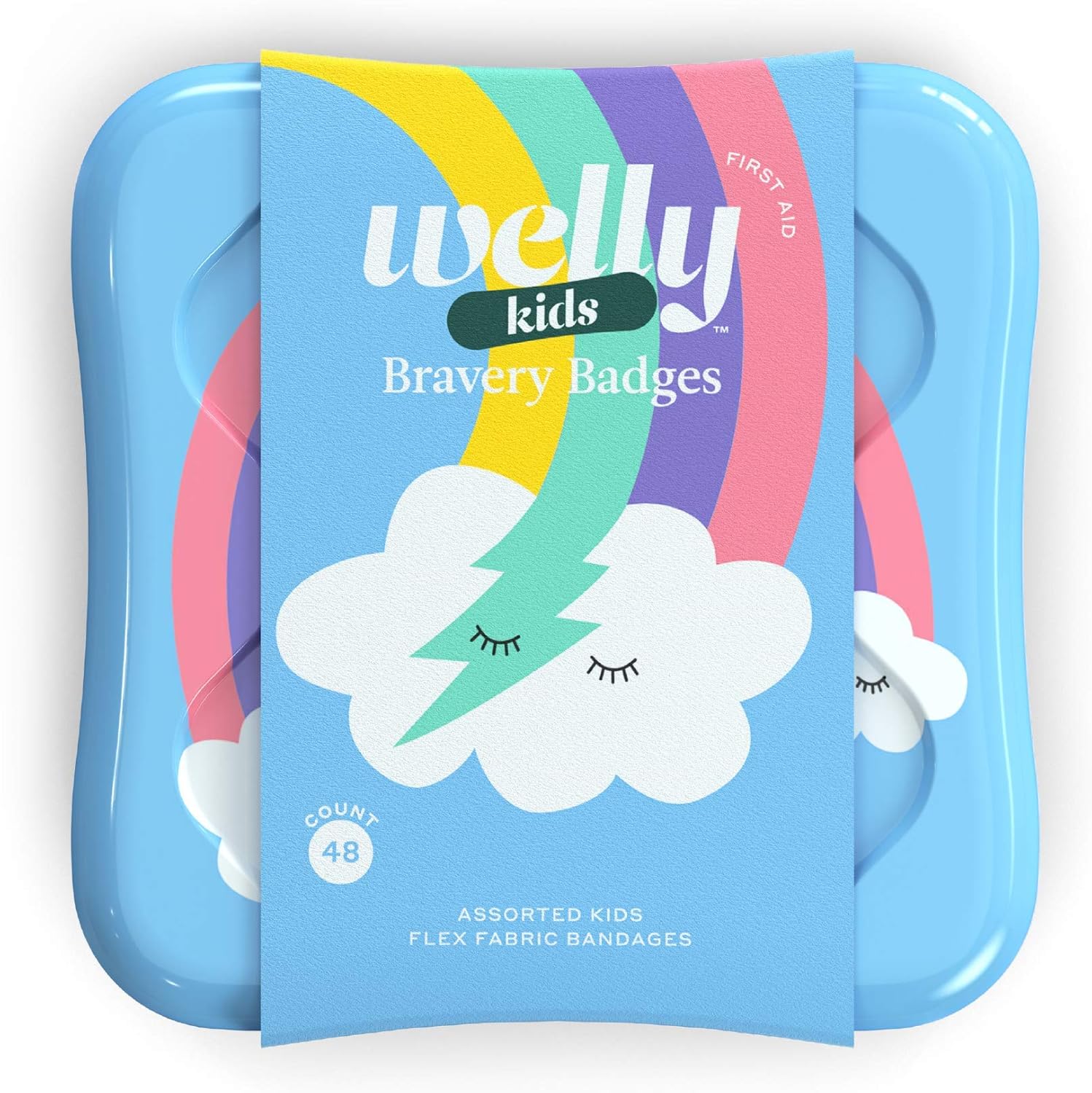 Welly Bandages - Bravery Badges, Flexible Fabric, Adhesive, Assorted Shapes, Rainbow and Unicorn Patterns - 48 ct: Health & Personal Care