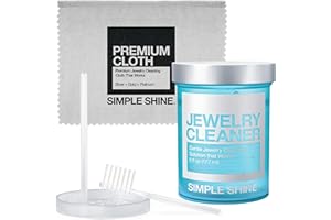 SIMPLE SHINE. Complete Jewelry Cleaning Solution Kit With Brush, Polishing w/Cloth, Gold, Silver, Diamond Ring Cleaner, Earring, Fine & Fashion, Made in the USA
