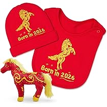 【新品未開封】monmimi horse and  80 馬　baby FoxE Year of the Horse Gift Set Born in 2026 - Bib, Beanie & Plush