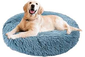 Aurako Cat Bed Dog Bed Round Cushion Pet Bed Mat Ultra Soft Plush Donut Sofa Comfortable Pillow Machine Washable Pet Cuddle Beds for Kitten Small Medium Large Dogs Cats 28" Cyan