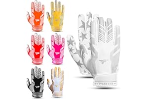 PLAYEUR Sticky Receiver Adult and Kids Football Gloves - Stretch Fit, Durable Grip | Youth Football Gloves for Boys 8-12 in Vibrant Colors