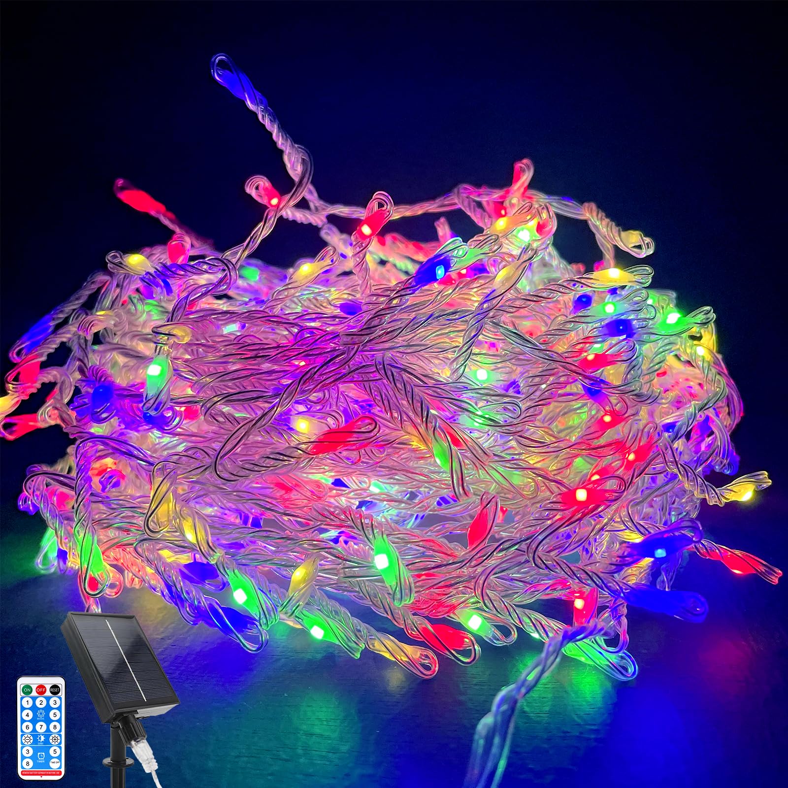 Acxilexy 33FT Solar Christmas String Lights for Outside with Remote, 370 LEDs Solar Firecracker Light, Waterproof LED Christmas Lights 8 Modes Fairy Lights for Garden Yard Christmas