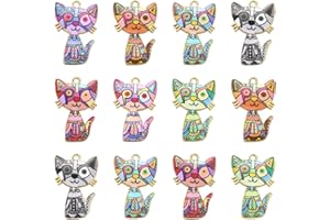 KitBeads 35pcs Enamel Cat Charms Flower Printed Animal Pet Charms Cartoon Cat Cute Kitten Charms for Jewelry Making Bracelets Bulk