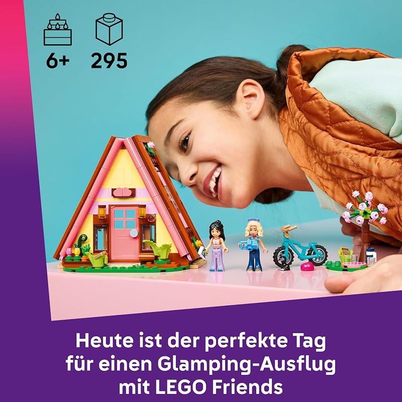 Friends Glampinghütte in freier Natur - Miniatur Spielhaus mit 2 Minifiguren, Katzenfigur & Zubehör inkl. Betten & Essen - Kinderzimmer Deko - Geschenk für Mädchen ab 6 Jahren - 42682