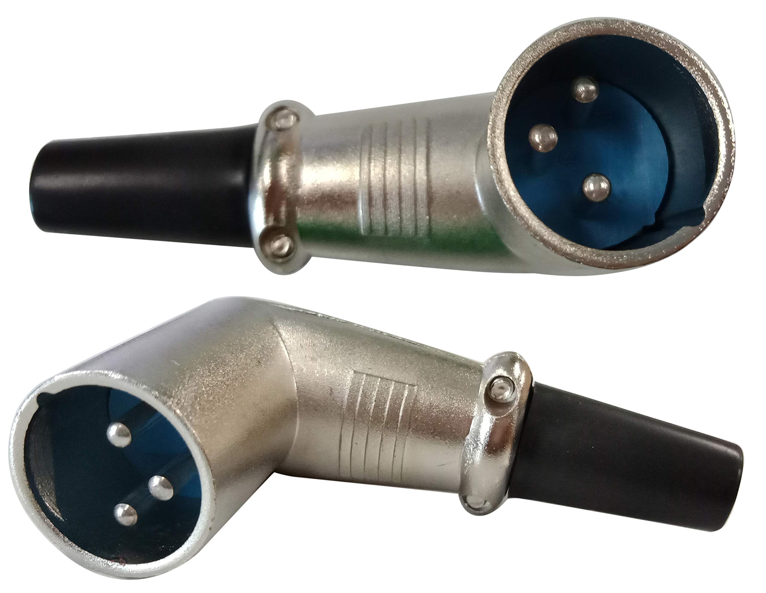 zdyCGTime DIY XLR Adapter 90 Degree 3 Pin XLR Male Solder Type Audio Microphone Speaker Connector(Silver 2-Pack) (XLR Male)