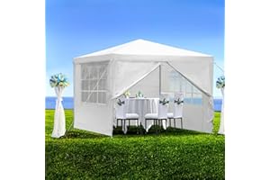 ANTSKU 10'x10' Tents for Parties, Outdoor Party Tent with 4 Removable Sidewalls & Transparent Windows, White Large Canopy Tent with Walls for Wedding, Birthday, Event, Garden, Backyard