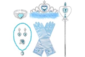 BIBUTY Princess Dress Up Accessories Princess Gloves, 7pcs Dress Up Set for Toddler Girls