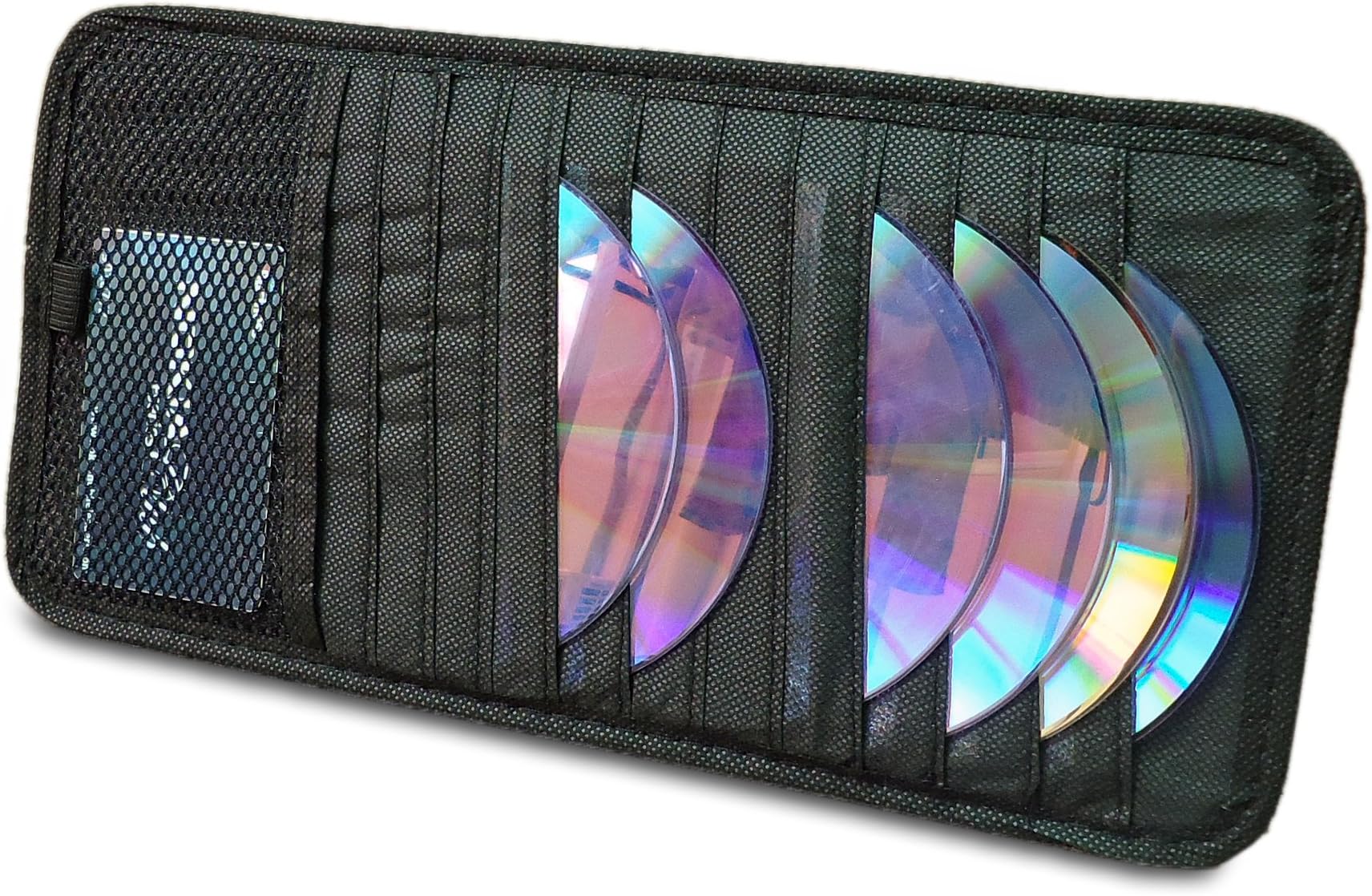 Quick Access CD Visor Organizer for car - 12 Pocket CD Visor Holder - CD Visor case for easy car storage. Fix CD Visor Storage Case Conveniently Above the Drivers Sun Visor. Automotive Car Organizer- By Space Evolution