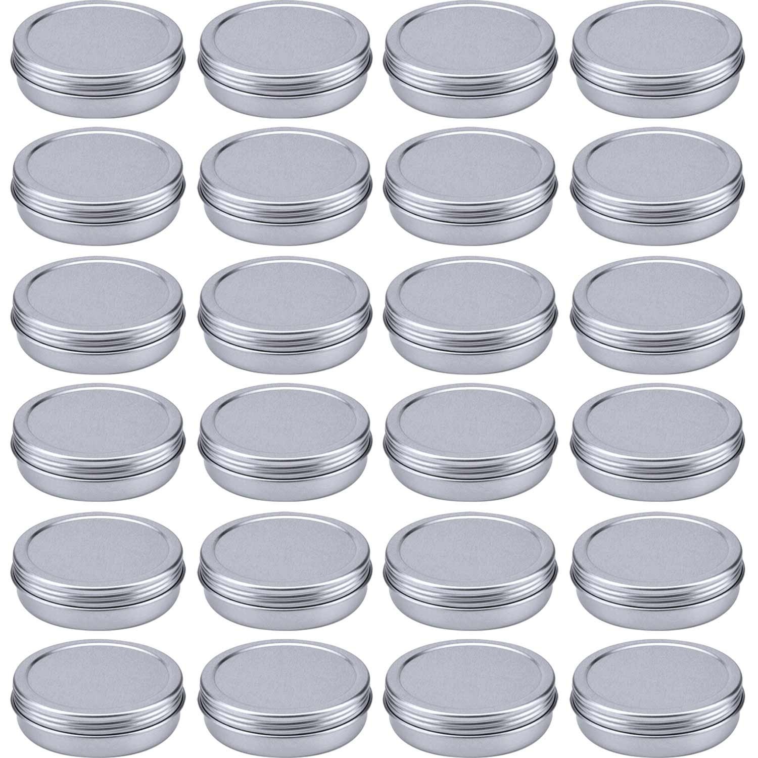 Buy Outus Screw Top Round Aluminum Cans Screw Lid Containers, 1 oz, 24