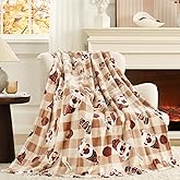 Cozy Bliss Gnome Coffee Throw Blanket - Warm MilkyPlush Throw Blankets,Ultra Soft Cozy Blankets for Couch,Sofa and Bed,Brown,50X60inches