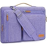MOSISO 360 Protective Laptop Shoulder Bag,15-15.6 inch Computer Bags Compatible with MacBook Pro 16 inch, HP, Dell, Lenovo, Asus Notebook,Side Open Messenger Bag with 4 Zipper Pockets, Purple