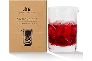 A Bar Above Cocktail Mixing Glass, Diamond Cut Enhanced Annealed Lead-Free Crystal Stirring Pitcher, Thick Weighted Base for 