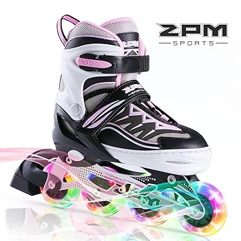 2PM SPORTS Cytia Pink Girls Adjustable Illuminating Rollerblades