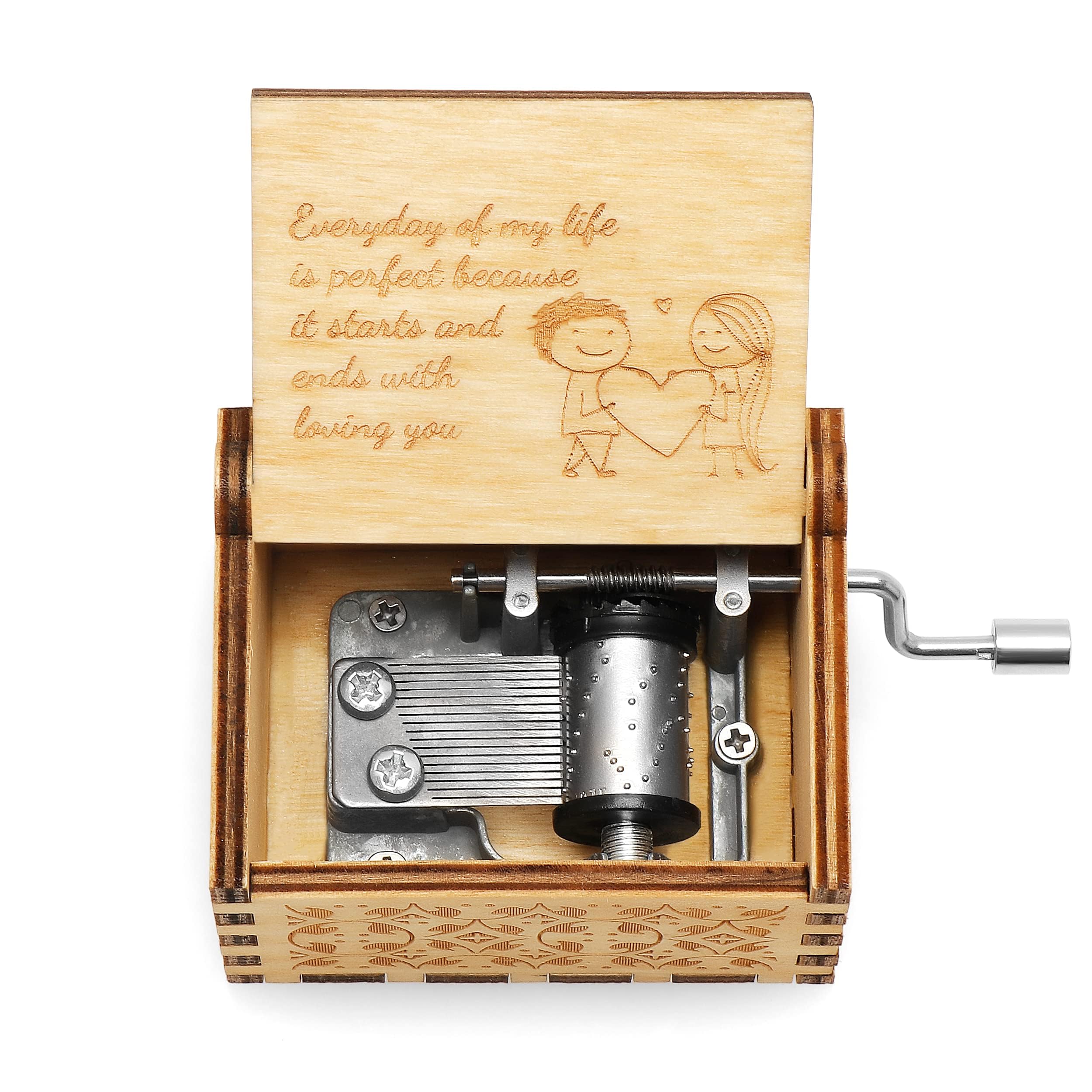 ZUGATI Music Boxes Gift, Valentines Gifts For Her, Engraved Vintage Wooden Love Musical Box, Gifts For Husband And Wife, Wedding Gift, Personalised Gifts & Valentines Day Gift (love Gift)