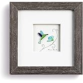 DEMDACO Sharon Nowlan Tiny Moments Green and Blue 6 x 6 Inch Stone and Glass Framed Tabletop or Wall Art