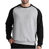 LINMYZAI Men's Texture Crewneck Sweatshirt Geometric Long Sleeve Pullover Shirts Casual Lightweight Sweatshirts