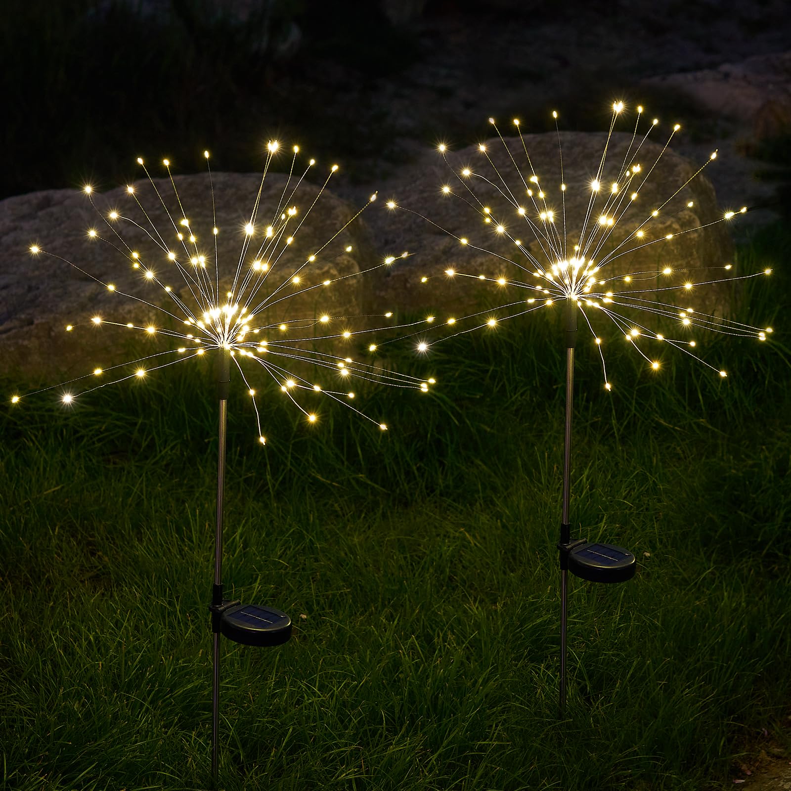 Photo 1 of SUNNEST Solar Lights Outdoor, 150 LED Firework Light with 8 Modes Solar Garden Light for Yard Outside Fairy Lights Decor for Pathway Flowerbed Planter Balcony Patio Garden Decor (2 Pack 300LED)